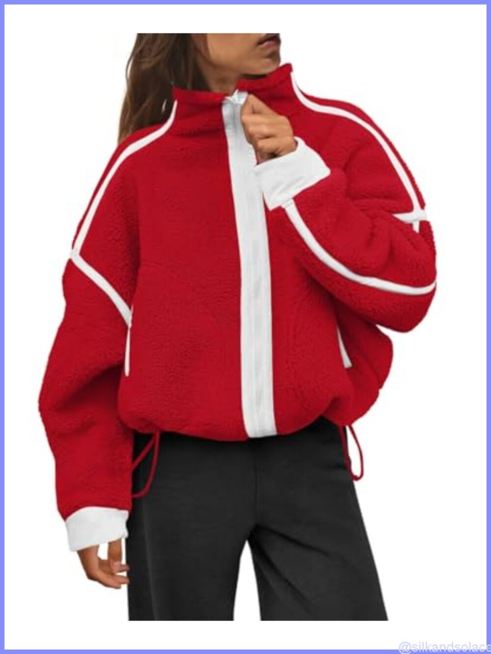 Women's Sherpa Fleece Jacket Full Zip Fuzzy Outerwear Coat